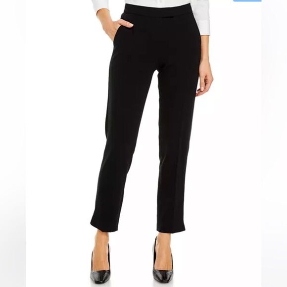 Theory Size 4 Ibbey‎ Admiral Crepe Pants Black Straight Leg Dress Trousers NWT - Picture 1 of 13
